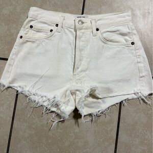 Agolde Cream Frayed Jean Shorts